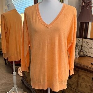 J. Crew Bright Orange V-Neck Sweater